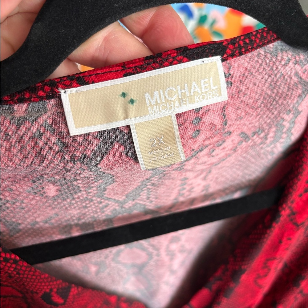 MICHAEL KORS BLACK AND RED SNAKESKIN DRESS